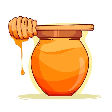 Free vector hand drawn honey jar drawing... | Free Vector #Freepik #freevector #delicious #drawing #tasty #meal Honey Dipper Drawing, Honey Drawing Cute, Jar Drawing Illustration, Honey Jar Drawing, Honey Drawing, Jar Drawing, Jar Illustration, Honey Illustration, Honey Container