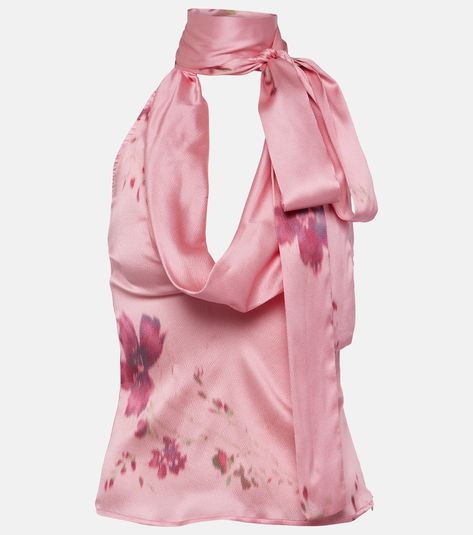 Printed silk-blend satin top in pink - Blumarine | Mytheresa Costume Intero, Satin Top, Mode Inspo, Looks Style, Dream Clothes, Looks Vintage, Fashion Killa, Aesthetic Clothes, Pretty Outfits