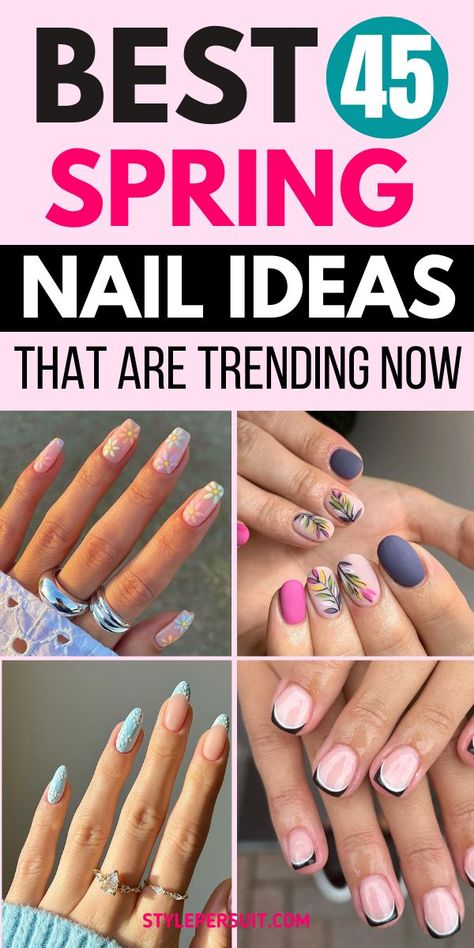 From delicate florals to whimsical pastels, this year's spring nail designs promise to be a celebration of all things lively and trendy. Whether you're a nail art enthusiast or someone looking to experiment with your style, these 45 cute and trendy spring nail ideas will inspire you to unleash your creativity and let your nails blossom along with the flowers. #nails #spring Spring Nail Art Designs, Spring Nail Ideas, Flowers Nails, Spring Nail Designs, Art Enthusiast, Cute Spring Nails, Gel Designs, Memorial Tattoos, Nails Spring