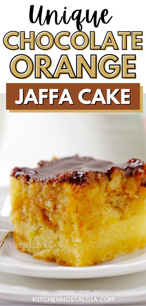 Dive into the world of rich and creamy flavors with this delectable Chocolate Orange Jaffa Cake! This scrumptious dessert combines the zesty tang of frozen grated oranges and a luscious chocolate frosting with a surprising egg ingredient, adding an extra level of creaminess. Perfect for any sweet tooth craving, this moist and delicious cake is sure to impress and delight all who try it! Jaffa Cake Cake, Jaffa Cookies, Chocolate Orange Recipes, Jaffa Cake Recipe, Nostalgia Recipes, Sweet Tooth Craving, Kitchen Nostalgia, Jaffa Cakes, British Dishes