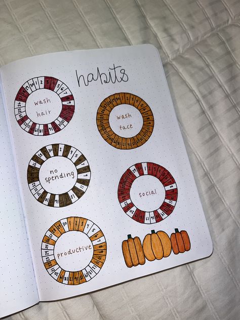 Book Habit Tracker, Cute Fall Journal Ideas, October Bulletin Journal Ideas, Journal Ideas Habit Tracker, September Habit Tracker, Fall Habit Tracker, November Tracker, November Symbols, October Journal Ideas Aesthetic