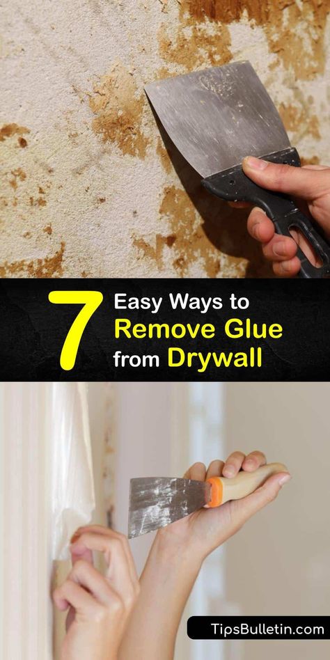 Are you struggling with glue residue from construction adhesive, wallpaper, or wood paneling? Discover how to rid your wall of residue with our adhesive remover tips and tricks. Say goodbye to glue, and get your home renovation project back on track. #remove #glue #drywall Remove Wallpaper Glue, Mirror Glue, Removing Old Wallpaper, Wallpaper Glue, Remove Wall, Adhesive Remover, How To Remove Glue, Tile Removal, How To Remove Adhesive