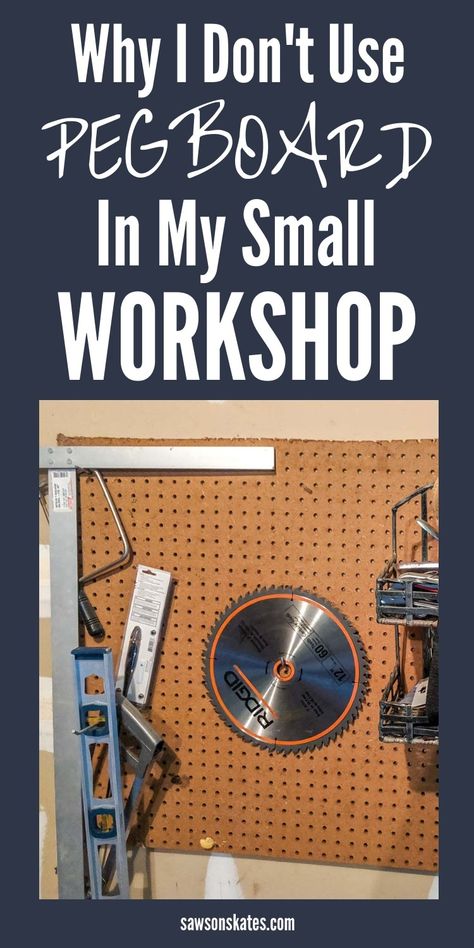 4 Reasons Why I Don’t Use Pegboard (What I Use Instead) | Saws on Skates® Tool Shop Organization, Woodworking Workshop Layout, Workshop Inspiration, Garage Projects, Workshop Cabinets, Diy Garage Storage Cabinets, Garage Workshop Organization, Tool Storage Cabinets, Workshop Layout