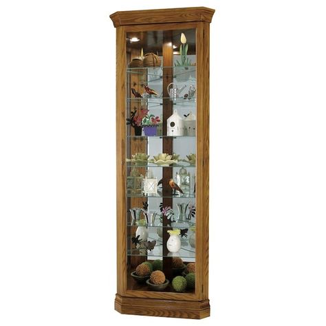 Howard Miller Dominic Curio in the Dining & Kitchen Storage department at Lowes.com China Cabinets And Hutches, Corner Curio Cabinet, Corner Curio, Beveled Glass Doors, Howard Miller, Glass Cabinets Display, Stunning Style, Full Picture, Glass Display