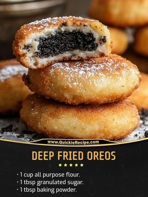 Daily Easy Recipes | Deep Fried Oreos | Facebook Fried Oreos Recipe, Deep Fried Oreo, Fried Desserts, Fried Oreo, Deserts Recipes, Deep Fried Oreos, Fried Dessert, Fried Oreos, Cocoa Brownies