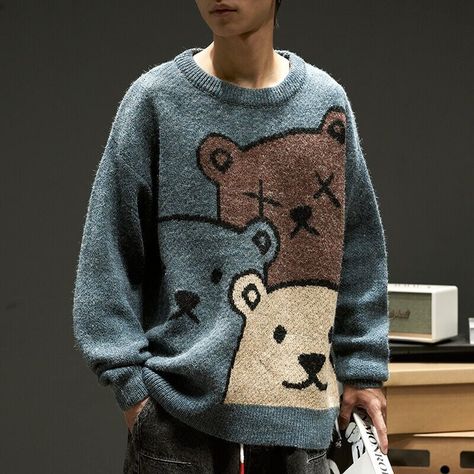 Man Women Harajuku Pullover Cartoon Bear Knitted Kawaii Sweater Japanese Street Fashion Cartoon Bear Sweater Men Winter  *Please check the size chart in the last picture carefully. Do not select directly according to your habit. Shipping Shipping to USA 11-21 days Return I gladly accept returns, exchanges, and cancellations Contact me within: 14 days of delivery Ship items back within: 30 days of delivery Request a cancellation within: 6 hours of purchase Features 1.It is made of high-quality ma Kawaii Sweater, Bear Sweater, Sweater Oversized, Sweater Oversize, Long Sleeve Pullover Sweater, Sweater Men, Cartoon Bear, Japanese Street Fashion, Cotton Coat