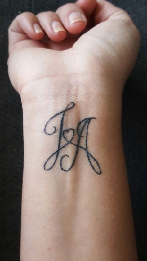 A J Tattoo, A And J Letters Love, Initial Tattoo Designs, Diy Tattoo Permanent, Heart Tattoo Wrist, J Tattoo, Letter Tattoo, Small Heart Tattoos, Sharpie Tattoos