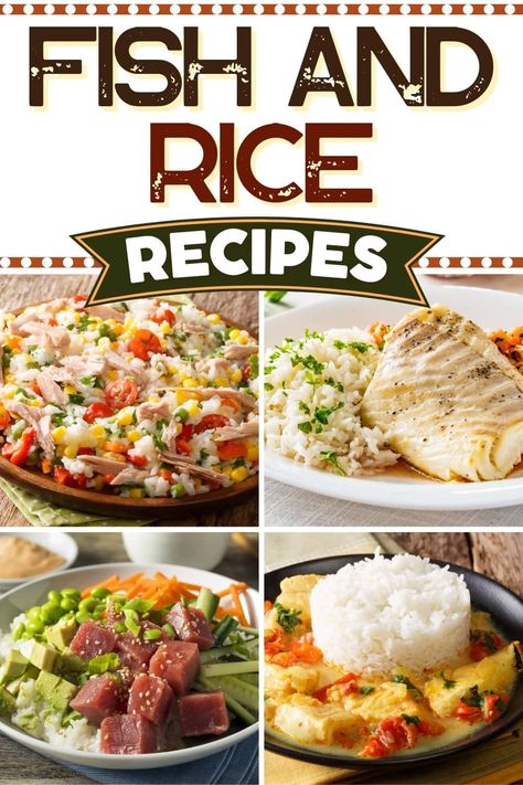 Enjoy the best fish and rice recipes the blogosphere has to offer! From healthy poke bowls to hearty sushi bakes, this roundup has them all. Rice Recipes For Seafood, Rice And Fish Bowl, White Fish And Rice Recipes, Fish And Rice Recipes Tilapia, Fish Rice And Veggies, Fish Rice Bowl Recipe, Fish And Rice Bowl, Rice And Fish Recipes, Rice For Fish