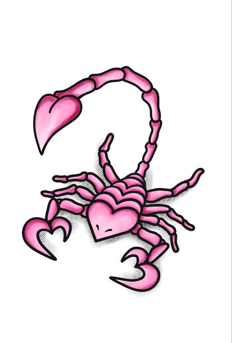 Heart Scorpion, Cute Scorpion, Animal Print Tattoo, Scorpio Zodiac Tattoos, Girly Logo, Scorpio Art, K Art, Horoscope Tattoos, Pink Tattoo