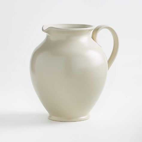 Uplifter Cream Pitcher by Leanne Ford + Reviews | Crate & Barrel Things To Cook, Modern Farmhouse Furniture, Apple Cider Cocktail, Globe Amaranth, Drink Pitcher, Juice Pitcher, Natural Christmas, Water Pitchers, Farmhouse Furniture