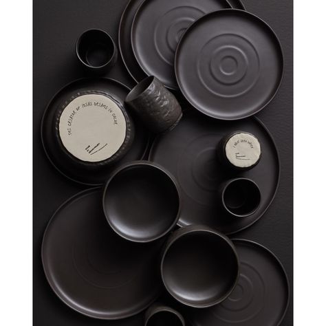 PRICES MAY VARY. SERVICE FOR 4 - Beautify your table setting with this standout round and textured dinner dish set. The stoneware set service for 4 includes wide salad plates (8.6-inch), dinner plates (10.6-inch), bowls (29 fl.oz) and cups (11 fl.oz). UNIQUE ARTISTIC PIECE - The organic shapes, tactile cues, and hand carved inspirational notes are all evidence of human touch, and illustrate the artistic process. Elevate your dining experience with family and friends with these original pieces. E Modern Dishware, Dishware Sets, Plates And Bowls Set, Casual Dinnerware, Stoneware Dinnerware Sets, Pots And Pans Sets, Stoneware Dinnerware, Notes Inspiration, Reactive Glaze