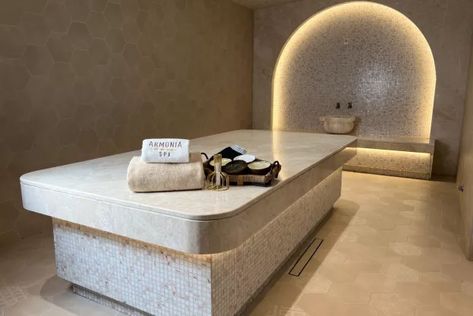 Moroccan Bath in Abu Dhabi from 420 AED – Armonia Spa Moroccan Soap, Limestone House, Moroccan Bath, Black Moroccan, Bath Runner, Baths Interior, Beauty Salon Design, Spa Center, Modern Moroccan