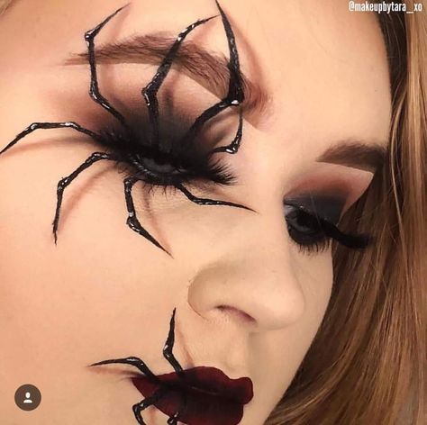 Halloween Face Makeup Spider Web, Spider Look Makeup, Cobweb Makeup Halloween, Spider Mouth Makeup, Spider On Face Makeup, Spider Eye Makeup Halloween, Spider Face Makeup, Spider Makeup Halloween, Spider Eye Makeup