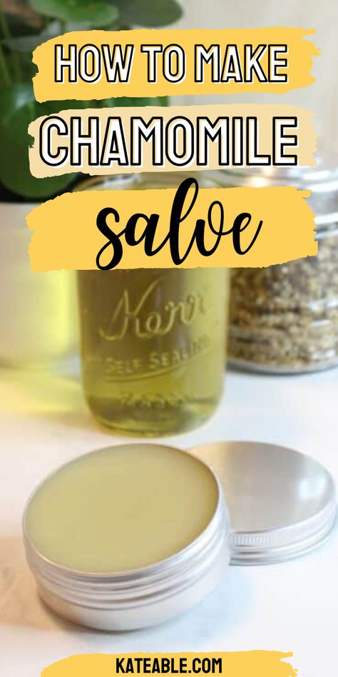 Learn how to easily make your own DIY chamomile salve with this recipe. It is all natural and the perfect way to heal your skin or put you to sleep. How To Make Salve, Turmeric Salve, Chamomile Salve, Chamomile Recipes, Green Witchery, Healing Salve Recipe, Homemade Salve, Homemade Skincare, Herbal Remedies Recipes