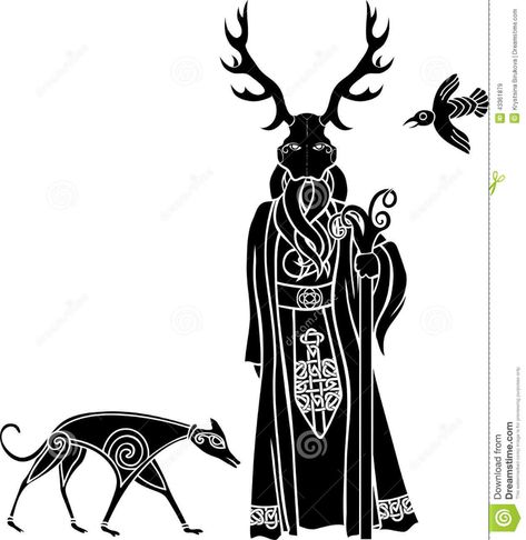 Druid With Ritual Mask, Wolf And A Bird Stock Vector - Illustration of black, stencil: 43361879 Druid Tattoo, Ritual Mask, Mask Wolf, Wolf Headdress, Norse Tattoo, Pagan Art, Ancient Mythology, Celtic Style, Celtic Art