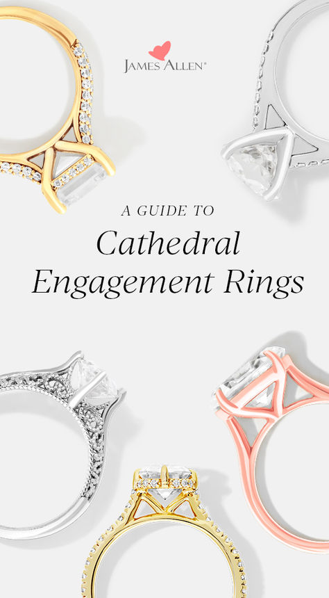 Known for their elegance and timeless appeal, cathedral #engagement rings are named for their design, which mimics the graceful arches of a cathedral.  Today we're breaking down these unique settings, and why they are so special. Tap in below! Cathedral Setting Engagement Ring, Cathedral Engagement Ring, Cathedral Engagement Rings, Cathedral Setting, Trending Engagement Rings, Ring Trends, Round Engagement Rings, Ring Mountings, Ring Style