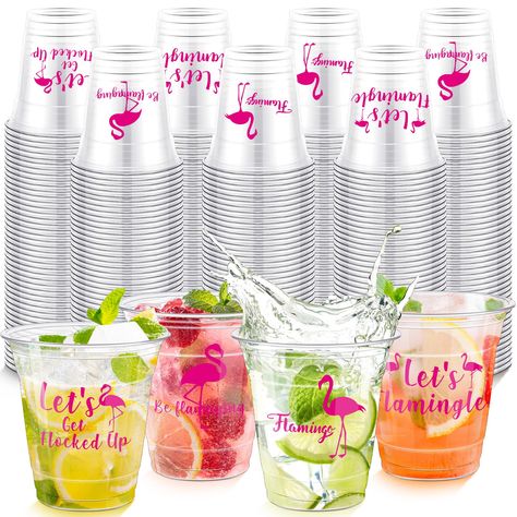 PRICES MAY VARY. Flamingo Party Cups: you will receive 200 pcs flamingo disposable plastic cups in total, rich quantity and styles, which are ideal as disposable cups for hawaiian flamingo party and bachelorette party , meeting the needs of the daily and party Enough Capacity: our disposable flamingo plastic cup has a capacity of about 10 oz, a top diameter of about 3.5 inch/ 9 cm, a bottom diameter of about 2.1 inch/ 5.3 cm, and a height of about 3.5 inch/ 9 cm, which can easily accommodate a v Flamingo Pool Birthday Party, Flamingo Party Food, Bright Scenery, Tiki Boat, Plastic Flamingo, Pool Party Adults, Summer Party Favors, Clear Plastic Cups, Flamingo Themed Party