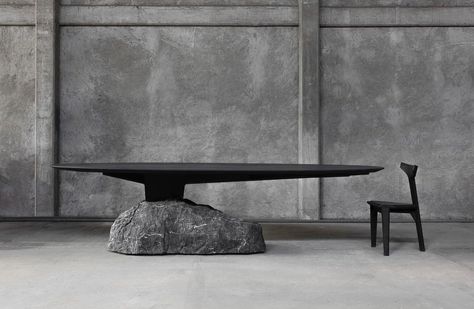 Long Dinning Table, Visual Balance, Mexico Design, Concrete Dining Table, Art Furniture Design, Long Dining Table, Altar Table, Concrete Furniture, Stone Dining Table