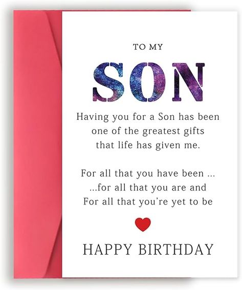 Amazon.com : Simple Son Birthday Card, Unique Birthday Card for Son, Cheeky Son Bday Card from Parents, Special Birthday Gifts for Son from Mom and Dad, Son's Birthday Gift : Office Products Happy Birthday For A Son, Birthday Wishes From Mother To Son, Happy Bday Son From Mom, Birthday Greetings For Son From Mom, Birthday Wish To Son From Mom, Happy 20th Birthday Son From Mom, Words For Son's Birthday, Happy Birthday For Son From Mom, Son Happy Birthday Quotes From Mom