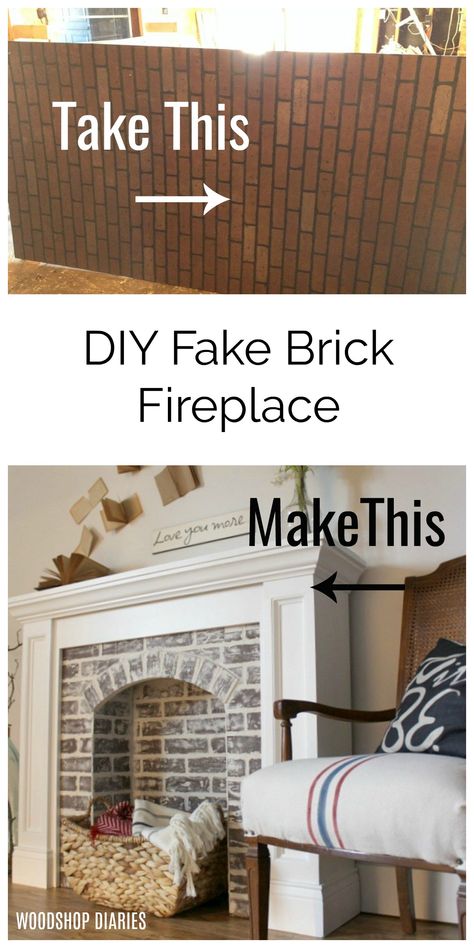 Fake Brick Fireplace, Faux Fireplace Insert, Real Fireplace, Faux Mantle, Fake Brick, Faux Fireplace Mantels, Diy Mantel, Diy Furniture Building, Fake Fireplace