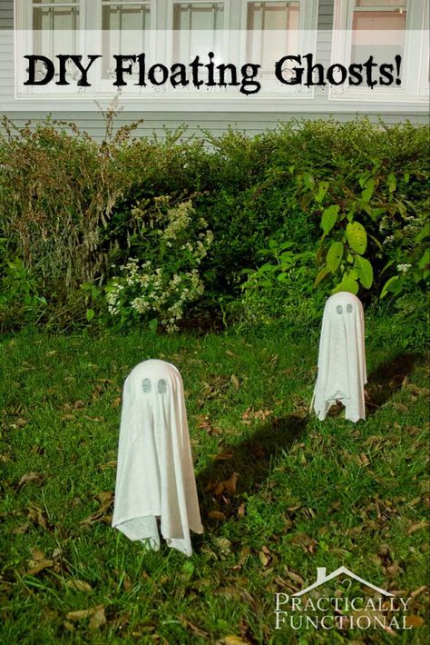 Diy Halloween Decorations, Awesome Halloween Decorations, Floating Ghosts, Halloween Diy Outdoor, Creepy Halloween Decorations, Halloween Yard, Creepy Halloween, Outdoor Halloween, Halloween Outdoor Decorations