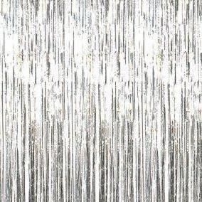 Silver Foil Fringe Curtain Barbie Dream House Party, Birthday Reference, Curtain Backdrop Wedding, Hollywood Themed Party, Euphoria Prom, Banquet Hall Wedding, Party Streamer, 80s Barbie, Fringe Curtains