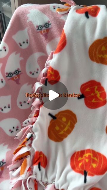 JOANN Fabric and Craft Stores on Instagram: "Autumn >>> every other season 🍂🎃👻  Grab your bestie and have a cozy fall-o-ween night together making spooky tie blankets 🩷🧡  #handmadewithjoann #happinessstartshere #codeorange #summerween #halloween #falloween #joand #tieblanket" Making Fall Blankets, Halloween Blanket Diy, Halloween Tie Blankets, Tie Blankets Fleece Ideas, Fall Tie Blanket, Tie Blankets Fleece How To Make, Tie Blankets Fleece, Bestie Sleepover, Spooky Basket