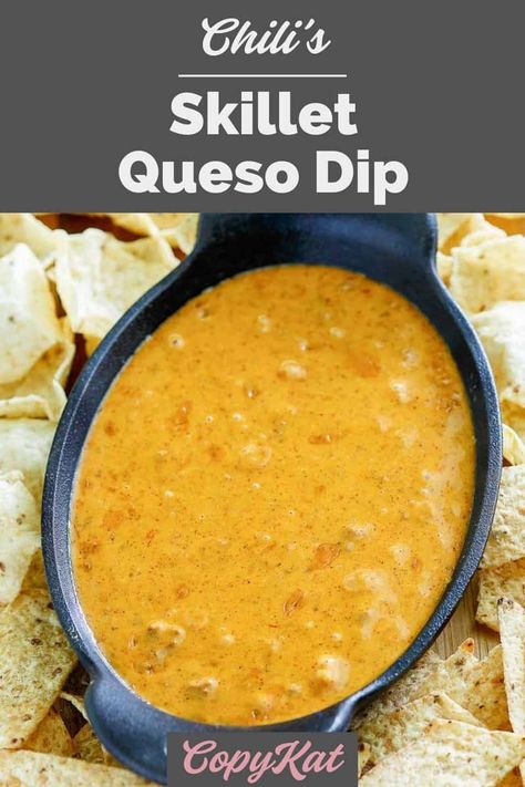 Copycat Chilis Queso, Skillet Queso Recipe, Chilis Queso, Skillet Queso Dip, Queso Recipe Easy, Chili Con Queso Dip, Skillet Queso, Chili Queso Dip, Chili Queso