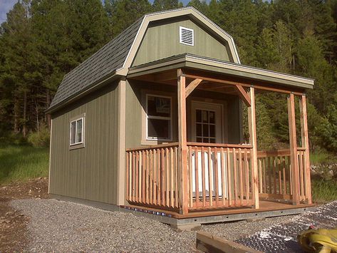 PRO Tall Barn with porch on end wall | This building -- a PR… | Flickr Tuff Shed Tiny House, Home Depot Shed, Shed Tiny House, Tuff Shed, Diy Storage Shed, Tiny House Blog, Shed To Tiny House, Living Simply, House Shed