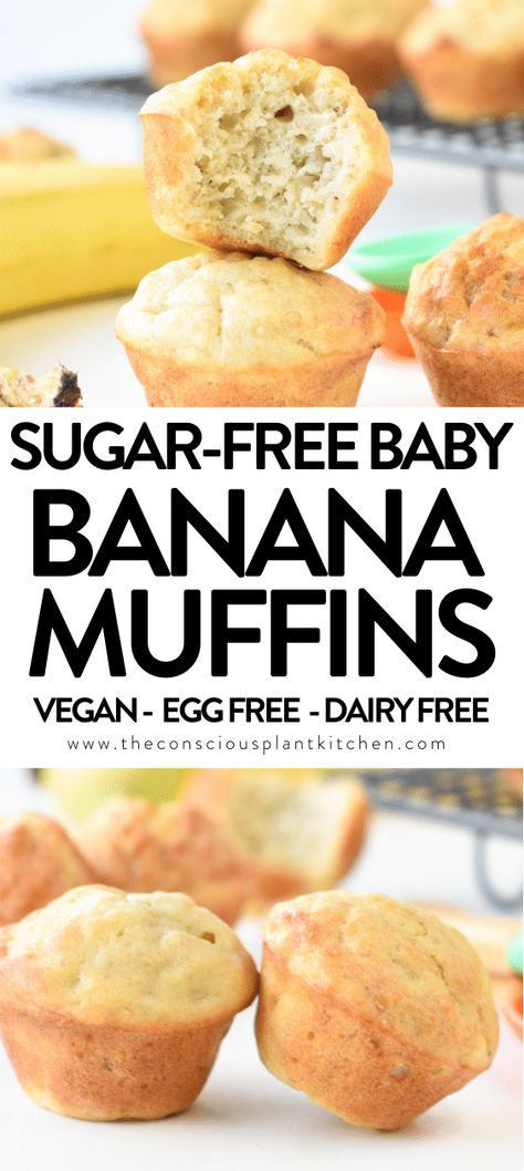 Healthy Banana Muffins For Toddlers, No Sugar Added Banana Muffins, No Sugar Muffins For Baby, Baby Led Weening Food Ideas, Banana Baby Recipes, Kids Banana Muffins, Easy Baby Muffin Recipe, Baby Led Weaning Banana Recipes, Baby Mini Muffin Recipes