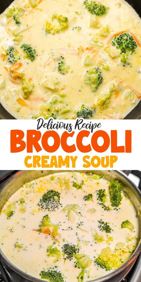 Treat yourself to the ultimate comfort food with our Quick Creamy Broccoli Cheese Soup, ready in just 30 minutes. This heartwarming soup combines the fresh taste of broccoli, carrots, and onions with the richness of cheddar cheese and cream, creating a dish that's both nourishing and indulgent. It's a simple, satisfying way to warm up on a chilly day or anytime you crave a touch of comfort. Best Cream Of Broccoli Soup Recipe, Broccoli Soup Recipes Easy, Broccoli And Carrot Soup, Creamy Broccoli Cheese Soup, Italian Minestrone Soup Recipe, Easy Broccoli Cheddar Soup, Chicken Broccoli Soup, Creamy Broccoli Cheddar Soup, Broccoli Cheddar Soup Recipe