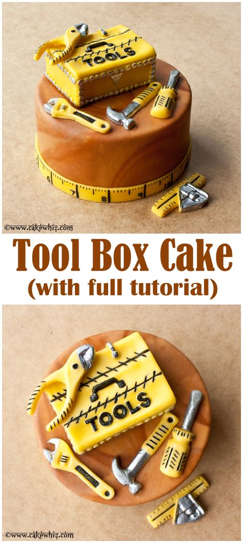 TOOL BOX CAKE with full tutorial ~ The perfect cake to serve at your handymen father and brothers birthday parties Birthday Cake For Men Easy, Tool Box Cake, Cake For Dad, Birthday Cake For Men, Cake For Men, New Birthday Cake, Dad Birthday Cakes, Fathers Day Cake, Tool Cake