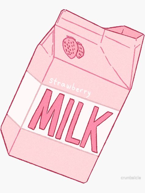 by crumbsicle  #redbubble #crumbsicle #sticker #stickers #art #illustration #pastel #cute #pink #strawberry #milk #carton #milkcarton Arlo Tattoo, Milk Drawing, Milk Sticker, Milk Art, Peach Aesthetic, Images Kawaii, Pink Milk, Milk Carton, Strawberry Milk