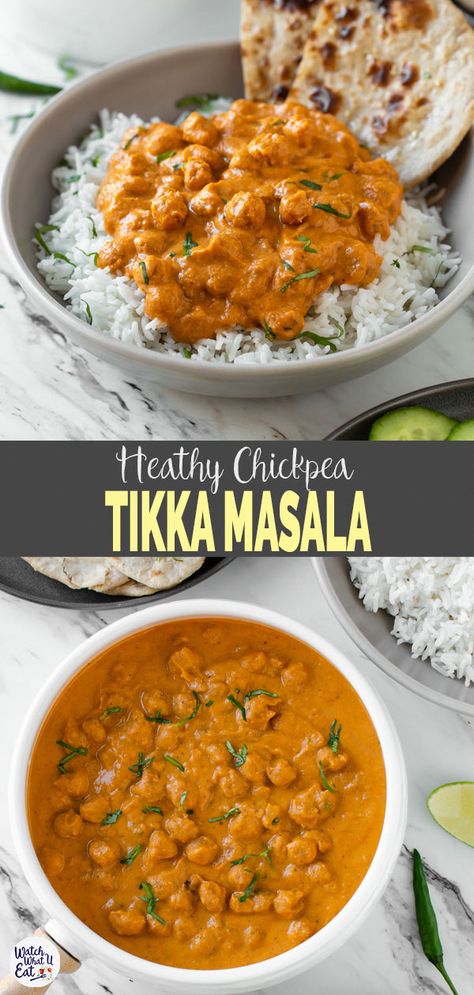 Vegetarian Tikka Masala, Chickpea Tikka Masala, Tikka Masala Vegetarian, Tikka Masala Recipe, Makanan Diet, Tasty Vegetarian Recipes, Vegetarian Dinners, God Mat, Masala Recipe