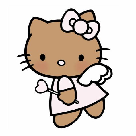 Kawaii, Tan My Melody, Tan Hello Kitty Pfp, Brown Hello Kitty Pfp, Brown Skin Hello Kitty, Brown Hello Kitty, Tan Hello Kitty, Images Hello Kitty, Dope Cartoons