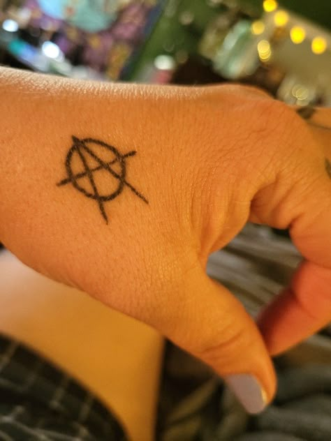 Anarchy Tattoos Men, To Be Continued Tattoo, Antichrist Tattoo, Goth Stick And Poke Tattoo, Punk Tattoo Grunge, Ice Nine Kills Tattoo, Icp Tattoos, Anarchy Aesthetic, Anarchist Tattoo