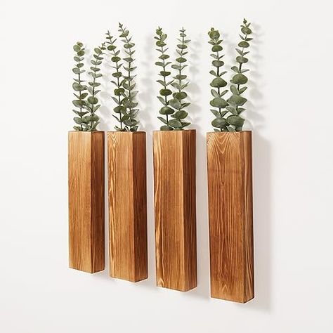 Hanging Wall Vase, Faux Plants Decor, Wall Planters Indoor, Modern Farmhouse Wall Decor, Wall Planters, Greenery Decor, Pocket Vase, Artificial Eucalyptus, Wood Wall Art Decor