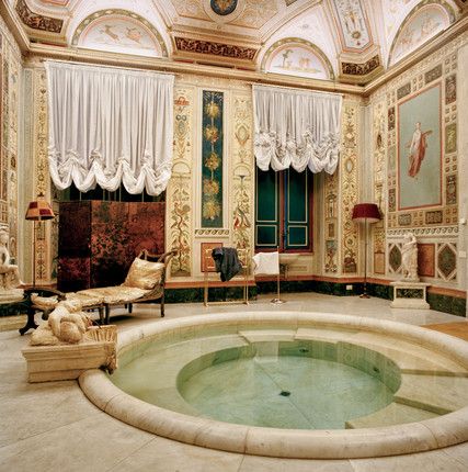 Palazzo Doria Pamphilj - Bathroom, Vial del Corso, Rome, Italy Roman House, Visit Rome, Rome Photo, Rome Antique, Empire Style, Bath House, Historical Architecture, Ancient Rome, Rome Italy