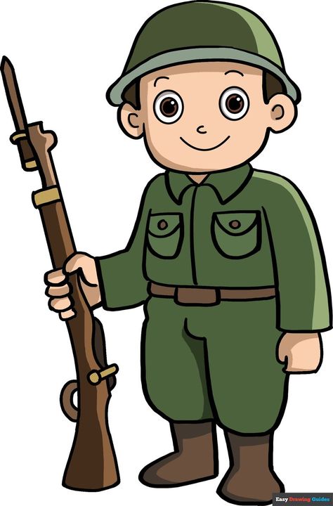 Calling all kid artists: Show your creative side and learn how to draw a soldier with us today. It's easier than ever before - let's begin now! https://easydrawingguides.com/how-to-draw-a-soldier/ Drawing Of Soldier, Soldier Drawing Easy, Army Drawing, Soldier Drawing, Blending Colored Pencils, Boys Town, Drawing Lessons For Kids, Easy Drawing Tutorial, Artists For Kids