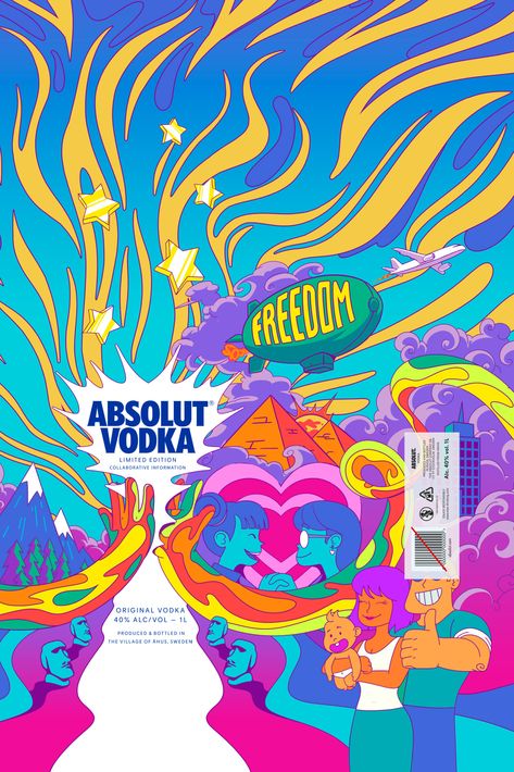 Limited Edition Packaging, Alcohol Packaging, Packaging Template, Absolut Vodka, Tshirt Design Inspiration, Fauvism, Neon Design, Murals Street Art, Design Packaging