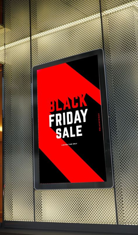 Digital signage for Black Friday retail displays Digital Display Board, Retail Advertising, Black Friday Poster, Digital Signage Displays, Black Friday Design, Polygon Modeling, Retail Signage, Signage Display, Retail Displays