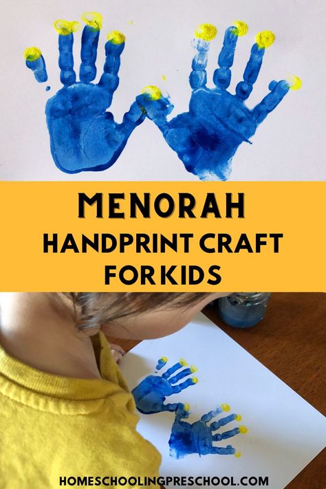 Hanukkah Handprint Menorah Craft Hanukkah Activities Toddlers, Hanakkuh Crafts For Toddlers, Handprint Menorah Craft, Menorah Crafts For Toddlers, Hannakah Theme Crafts Preschool, Hanukkah Arts And Crafts For Kids, Hannukah Crafts For Kids Preschool, Hanukkah Handprint Crafts, Hanukkah Toddler Crafts