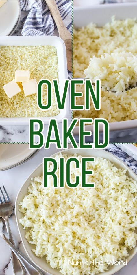 Simple Baked Rice, Creamy Rice Recipes Side Dishes, Oven Cooked Rice Recipes, Easy Baked Rice Recipes, Baked Butter Rice, Oven Cooked Rice, Quick And Easy Rice Side Dishes, Butter Baked Rice, How To Make Rice In The Oven