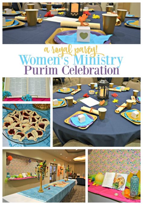 Women's Ministry Purim Celebration: Royal Party Ideas | ad Queen Esther Party, Purim Party Ideas, Royal Party Ideas, Purim Celebration, Feast Of Purim, Esther Bible Study, Purim Crafts, Purim Ideas, Purim Party