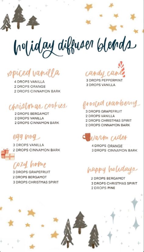 Holiday Essential Oil Diffuser Blends, Diffuser Blends With Peppermint, Diffuser Blends For Christmas, Christmas Spirit Oil Diffuser Blends, Christmas Candle Essential Oil Blends, Xmas Essential Oil Blends, Holiday Oil Diffuser Blends, Christmas Young Living Diffuser Blends, Essential Oil Recipes Christmas