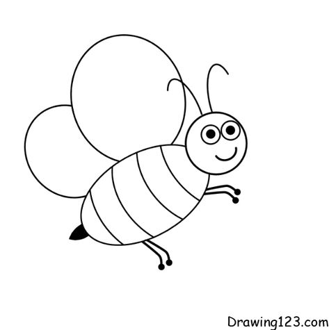 Bee Drawing Tutorial - How to draw Bee step by step Draw Bee, Bee Eyes, Bees For Kids, Bee Drawing, Round Eyes, Eye Drawing, Dremel, Learn To Draw, Drawing Tutorial