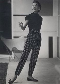 1950s Fashion Pants, 1950s Womens Pants, 1950s Pants, 50s Womens Fashion, 1950 Women, Fashion Through The Decades, 1950s Fashion Women, 50s Women, Polka Dot Pants