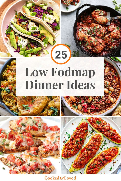 25 Low FODMAP Dinner Recipes Low Formal Diet, Low Fob Dinner, Fob Diet Recipes, Low Fodmap Meal Prep Recipes, Fodmap Diet Recipes Dinners, Ibs Meal Plan Fodmap Diet, Fodmap Diet Meal Plan, Ibs Meals Dinners, Easy Fodmap Dinner