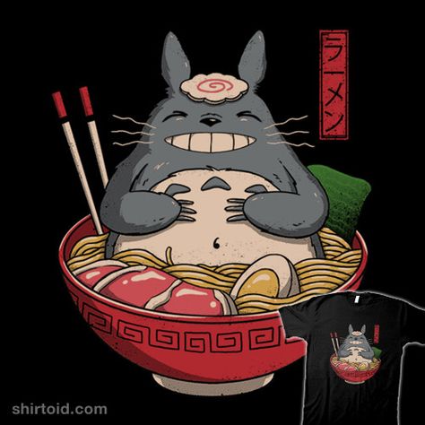 Neighbor's Ramen | Shirtoid #anime #film #movies #myneighbortotoro #ramen #ramennoodles #totoro #vincenttrinidad Totoro Art, Art Studio Ghibli, Miyazaki Art, Cocoppa Wallpaper, 90s Cartoons, Japon Illustration, Studio Ghibli Art, Ghibli Art, Ghibli Movies