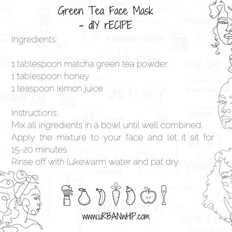 Brighten and rejuvenate your skin with a DIY Green Tea Face Mask! 🍵✨ Green tea is packed with antioxidants that help to soothe and refresh your skin. Try this easy-to-make mask for a natural glow! Ingredients: 1 tbsp matcha green tea powder 1 tbsp honey 1 tsp lemon juice Instructions: Mix all ingredients in a bowl until well combined. Apply the mixture to your face and let it sit for 15-20 minutes. Rinse off with lukewarm water and pat dry. Benefits: Soothes and refreshes the skin Bright... Diy Green Tea, Tea Face Mask, Green Tea Face Mask, Green Tea Face, Matcha Green Tea Powder, Soap Maker, Green Tea Powder, Diy Skincare, Tea Powder